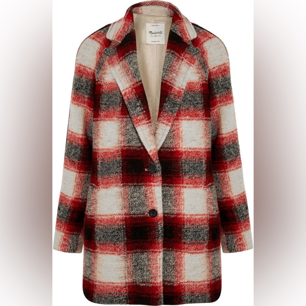 Madewell Plaid Wool Blend Coat